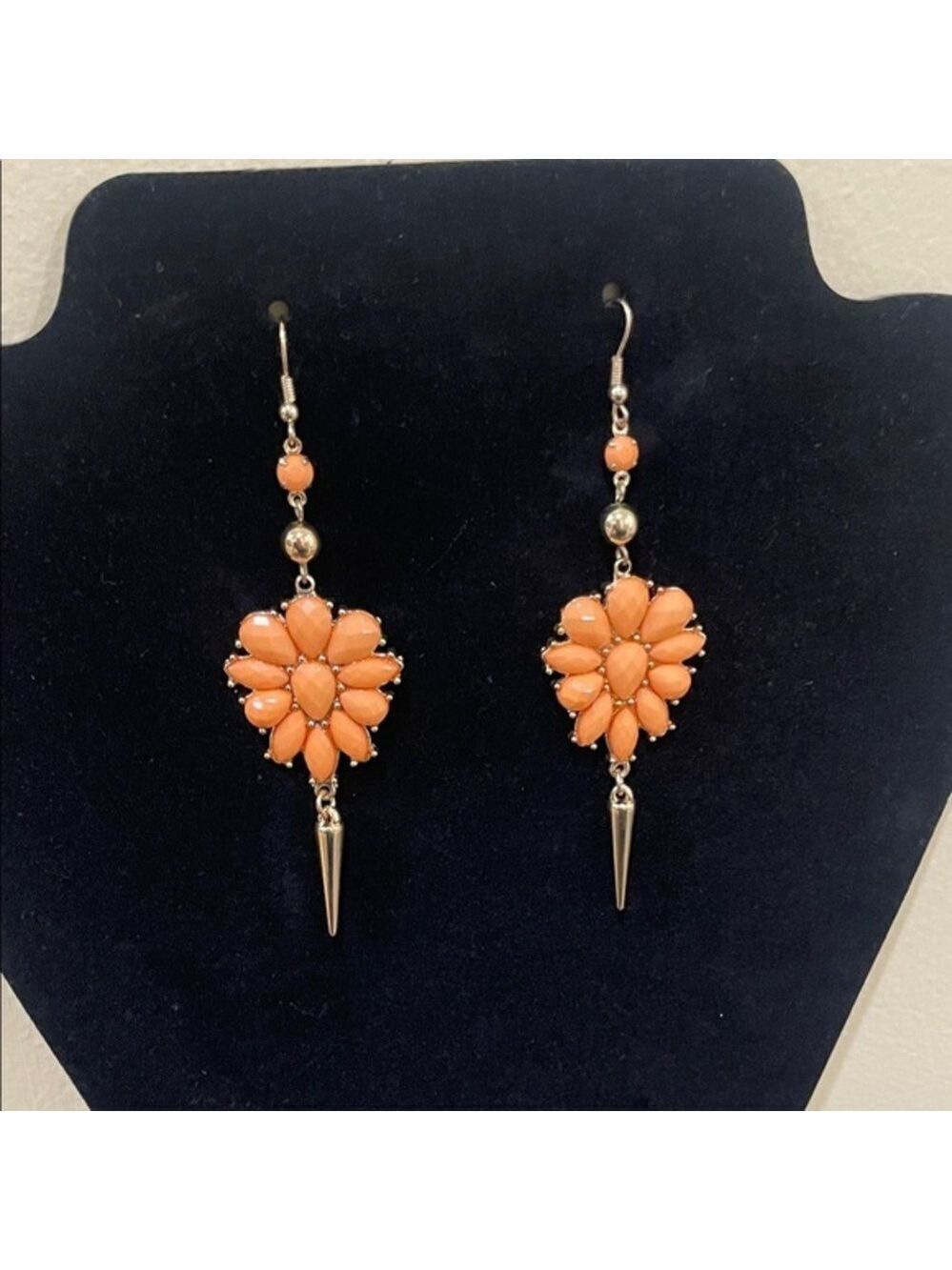 Elegant Floral Coral Drop Earrings